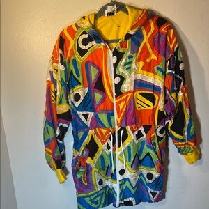 Vintage Multicolor Abstract Puffer Jacket